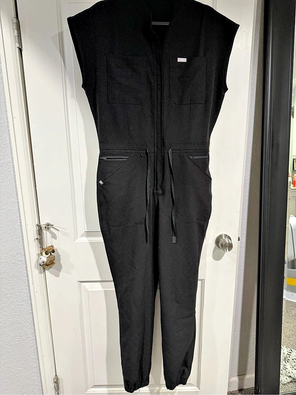 FIGS Rafaela Cargo Scrub Jumpsuit Black Medium Like New